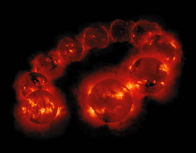 Obrázok 10: Cyklus slnečnej aktivity z obrázku č. 9 v röntgenovom žiarení.