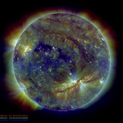 Obrázok 9. Jasné koronálne body pozorované americkou sondou SDO. (NASA/SDO)