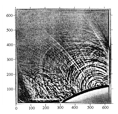 Obrázok 11b. Štruktúry bielej koróny z roku 1991 s rozlíšením menej ako 1 oblúková sekunda [19].